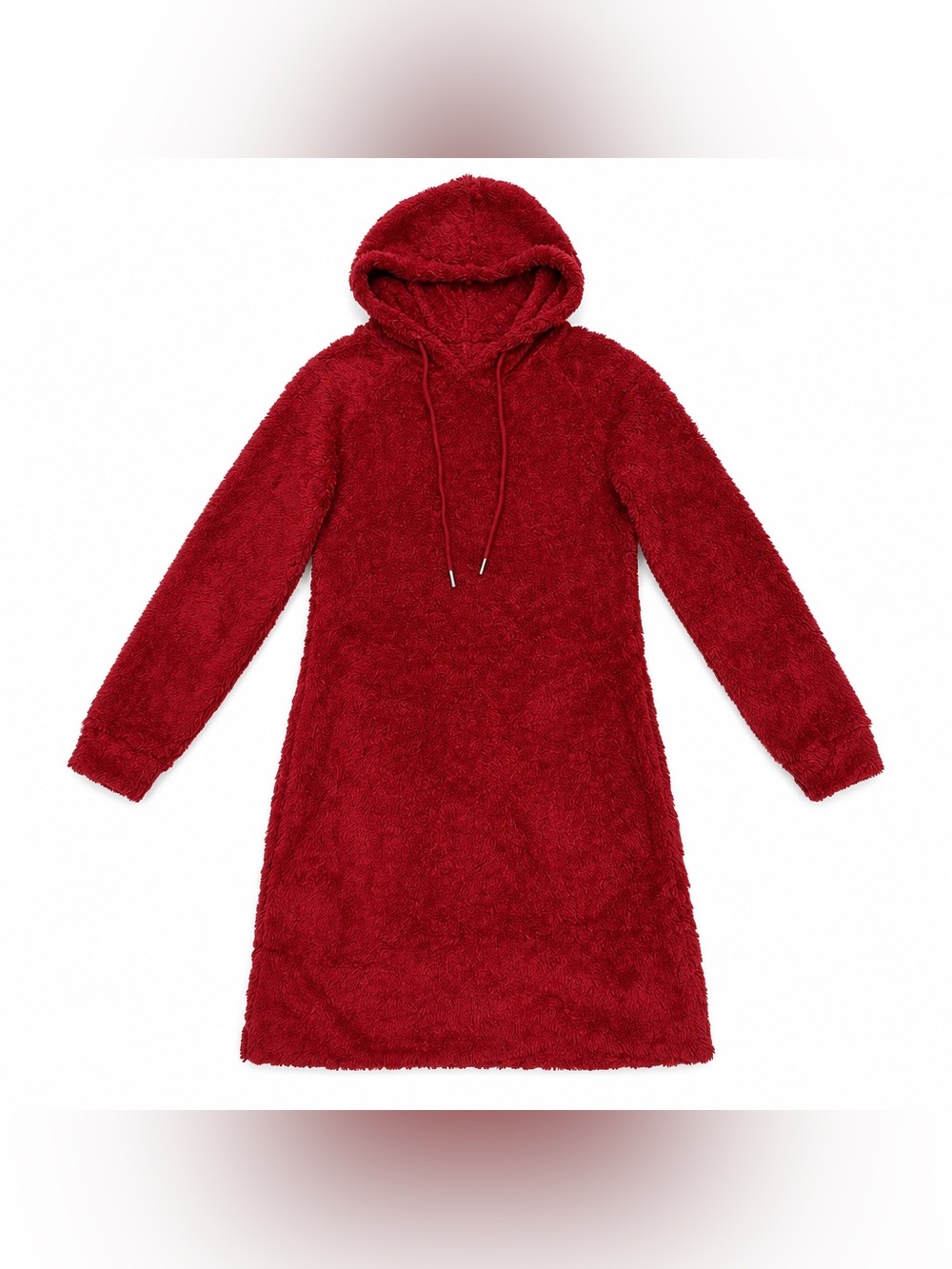 Women’s Cozy Plush Hooded Oversized Sweater Red Size S